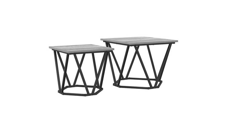 Walplus Pack of 2 Side Table - Grey sonoma - 50 x 50 x 40 cm