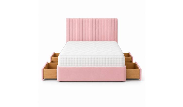 Comfy Deluxe 4ft Small Double  4 Drawer   Suede  Divan Bed Set -  Pink