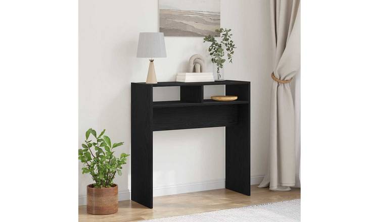 Walplus Engineered Wood Console Table - Black Oak - 78 x 30 x 80 cm