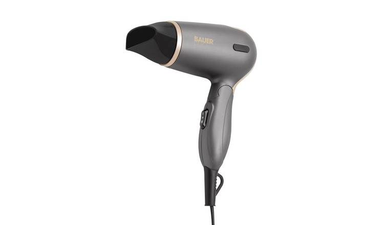 Bauer Grey & Gold Travel Hair Dryer Set – 1200W