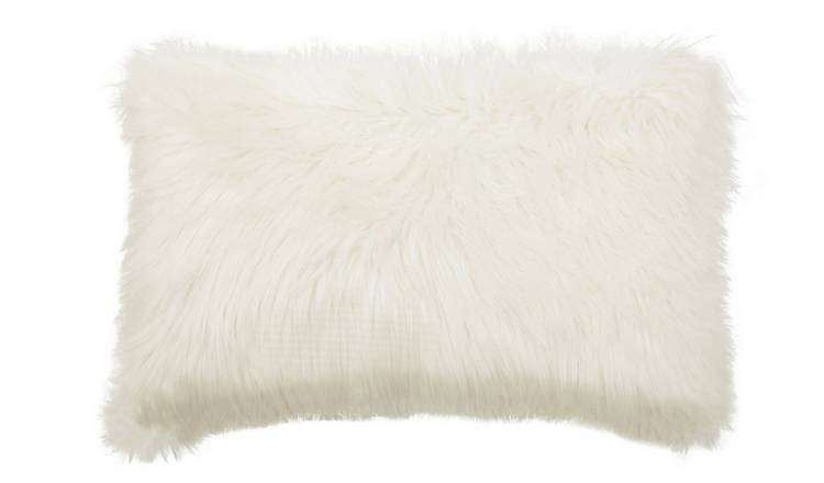 Orsina Bosie Lamina Faux Fur Rectangular Cushion – Cream