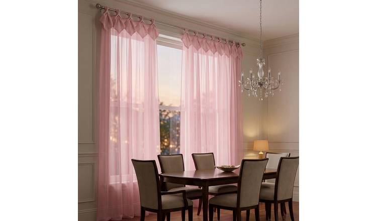 Luxury Living Linen Look Voile Tab Top Pair 150cm x 183cm - Blush Pink