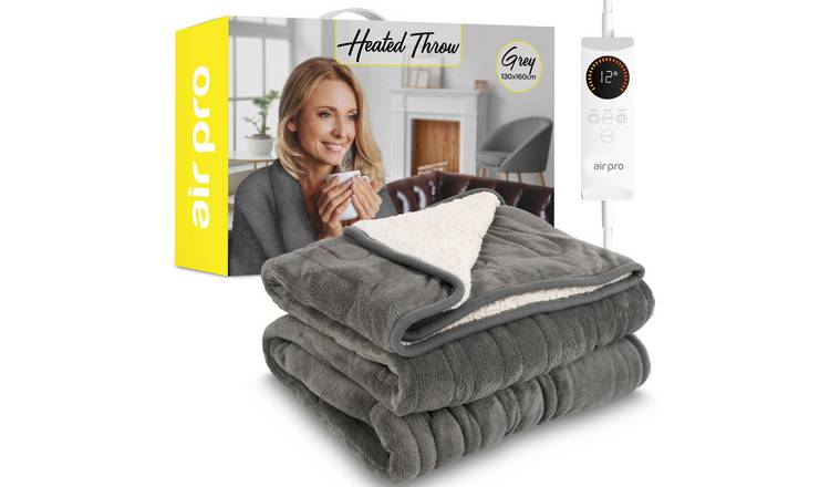 Air Pro Single Heated Electric Blanket with Digital Controller 6 Settings - Grey