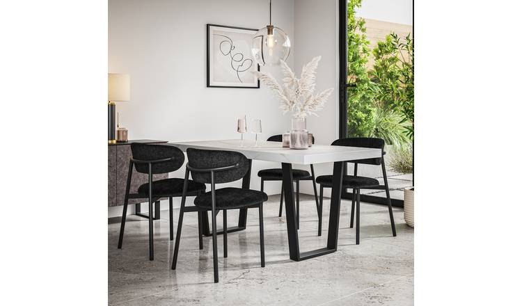 Furniture Online Aria Marble Effect Dining Table & 4 Myla Black Chairs