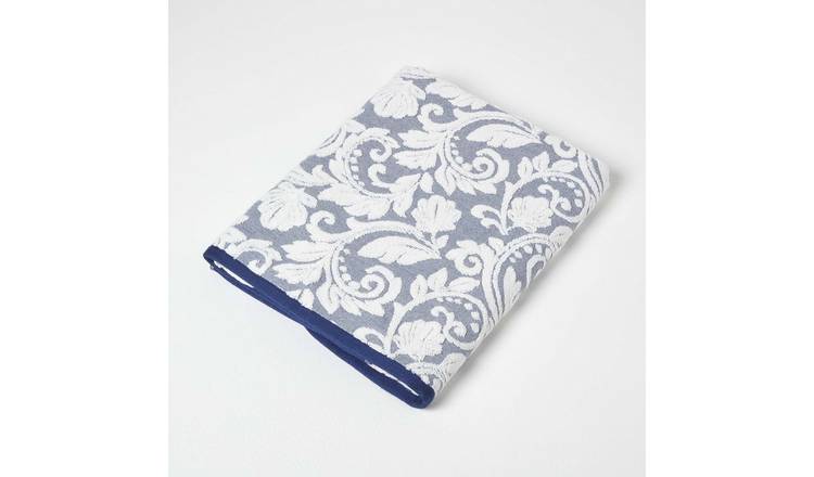 Homescapes Turkish Cotton Patterned Guest Towel - Navy blue