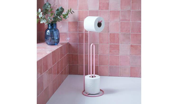 OHS Metal Freestanding Toilet Roll Holder - Pink