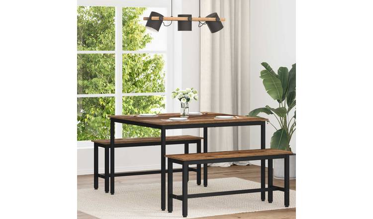 Walplus Rectangular Metal Dining Table - Brown - 110 x 110 x 75 cm