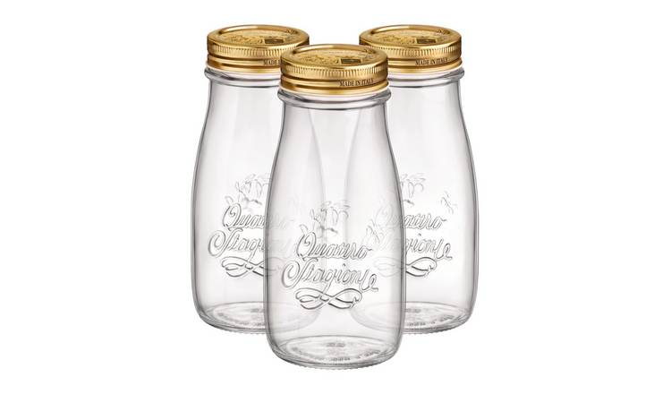 Bormioli Rocco Quattro Stagioni Glass Bottles with Lid - Set of 3