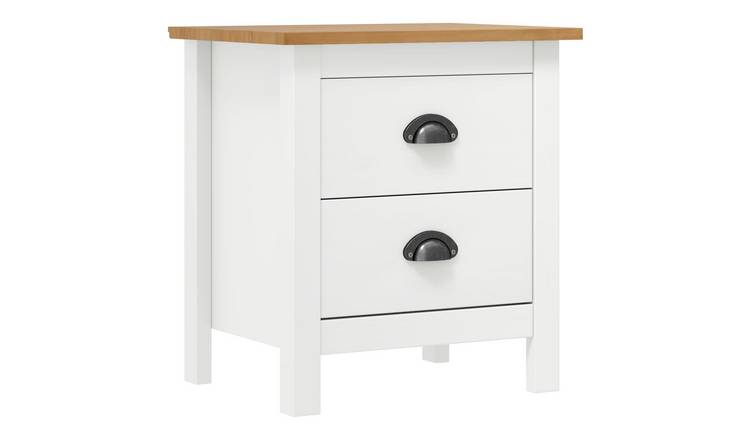 Walplus 2 Drawer Bedside Cabinet - Brown and Cream - 46 x 35 x 49.5 cm