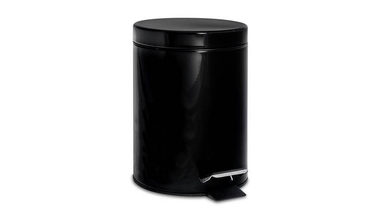Harbour Housewares Round Bathroom Pedal Bin - 3 Litre - Black