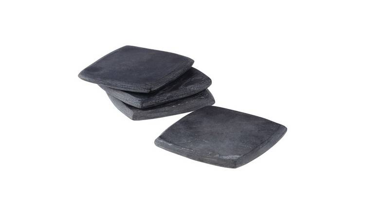 Orsina Set Of 4 Marmore Marble Square Coasters - Dark Grey