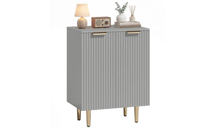 HOMCOM Modern Storage Sideboard with 2 Doors and Metal Legs - Grey