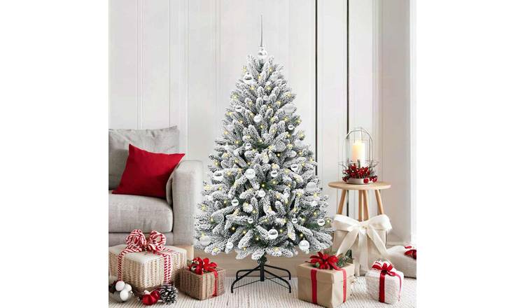 Walplus PVC and Silver Ornaments Christmas Tree - Green and White - 150 cm