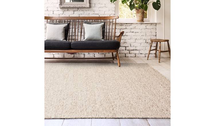 Mega Flooring Beige Handmade Plain Rug - 120 x 170cm
