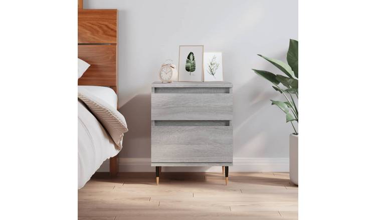 Walplus 1 Drawer Engineered Wood Bedside Cabinet - Grey Sonoma - 40 x 35 x 50 cm