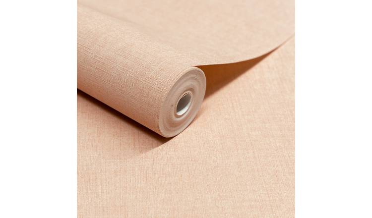 Grandeco Solena Brushed Check Weave Hessian Textured Wallpaper - Blush Pink