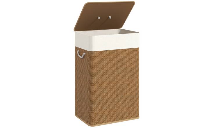 HOMCOM Bamboo Laundry Hamper with Rope Handles - Brown