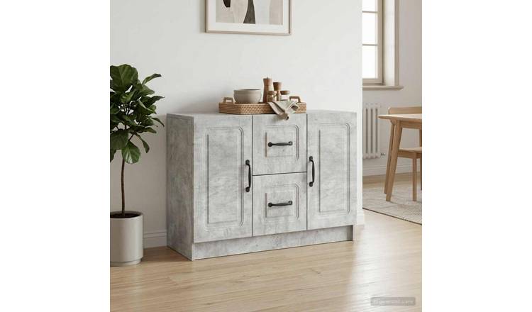 Walplus 2 Drawer Rectangular Sideboard - Concrete Grey - 89 x 34.5 x 57 cm