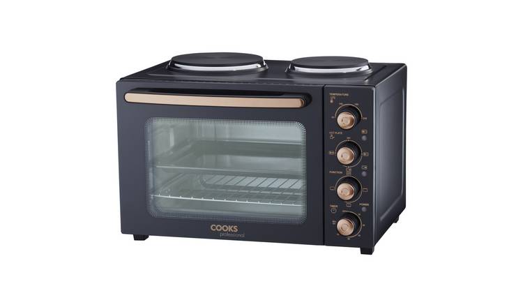 Cooks Professional 34L Mini Oven with 2 Hobs - Black/Copper