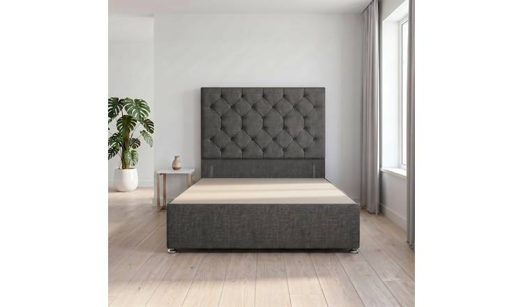 Somnior Diamante Linen 5FT King Divan Bed Base - Charcoal