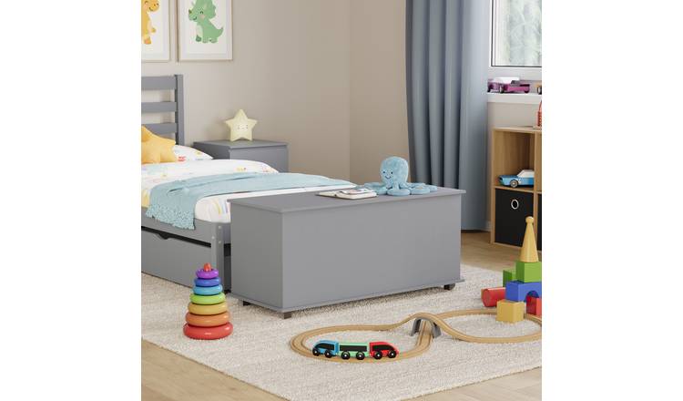 Vida Designs Leon Storage Ottoman Wooden Toy Box - Grey