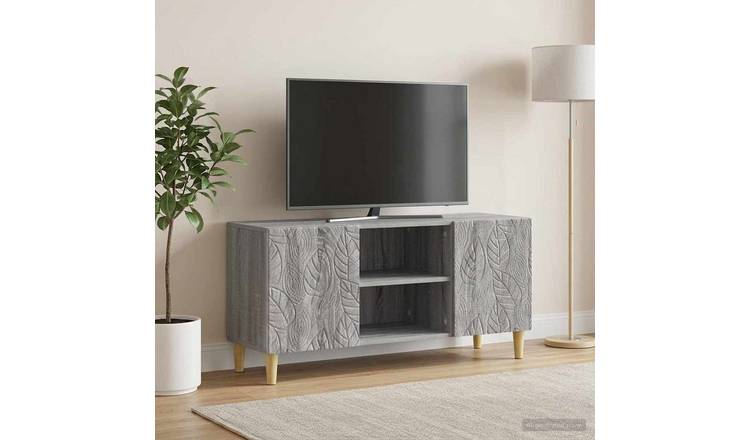 Walplus 2 Door Wood TV Cabinet Open Shelf - Grey Sonoma - 102 x 34.5 x 50 cm
