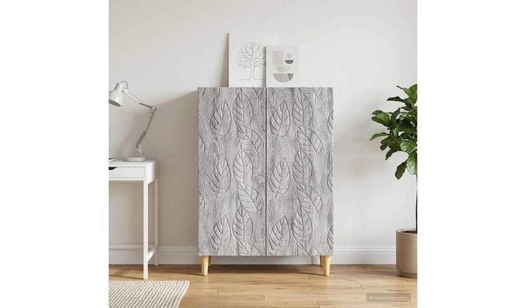 Walplus 2 Door Rectangular Sideboard 2 Shelf - Grey Sonoma - 66 x 34.5 x 90 cm