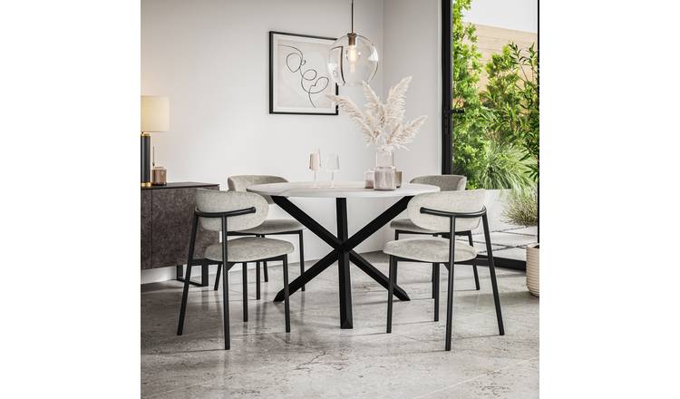 Furniture Online Malvern Marble Effect Dining Table & 4 Myla Grey Chairs