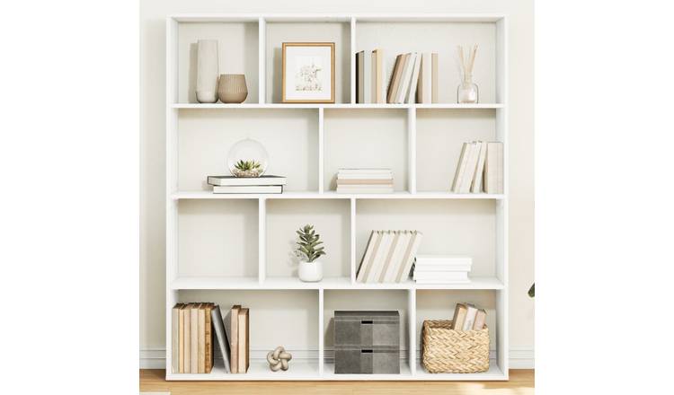 Walplus 12 Compartment Book Cabinet - White - 132 x 29 x 141.5 cm