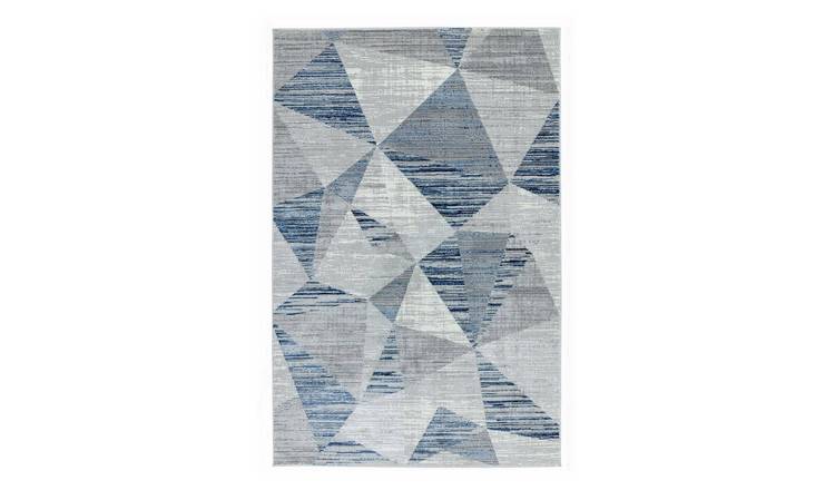 Mega Flooring Blue Modern Chequered Rug - 160 x 230cm