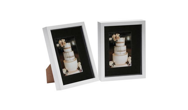 Nicola Spring 3D Box Photo Frames - 8 x 10" with Mount - Set of 2 - White