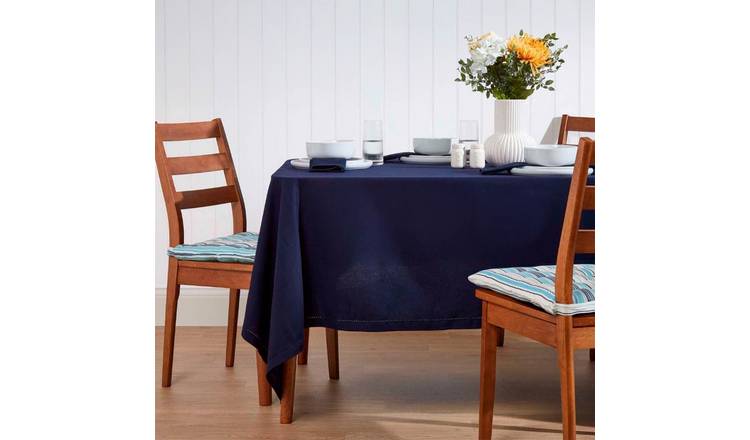 Homescapes Cotton Tablecloth - 178 x 300 cm - Navy Blue