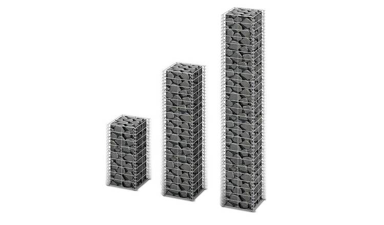 Walplus 3 Piece Gabion Set Galvanised Wire - Silver - 25 x 25 x 50 cm
