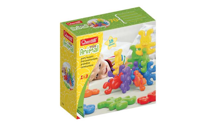 Quercetti 18 Pieces Interlocking Shapes Animal Mix - Age 1+