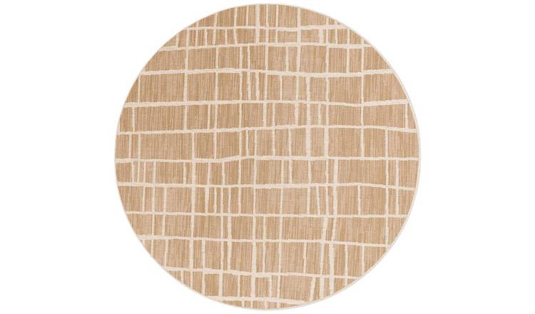 Ted Baker White Indoor Outdoor Crouch Round Abstract Round Rug - 200cm