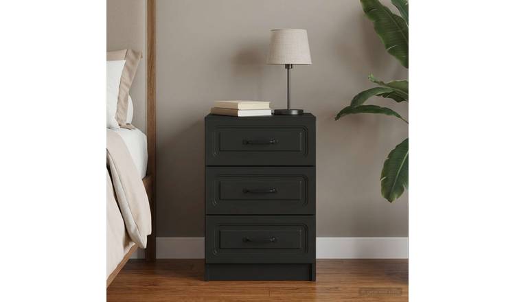 Walplus Engineered Wood Bedside Table - Black - 43 x 41 x 63.5 cm