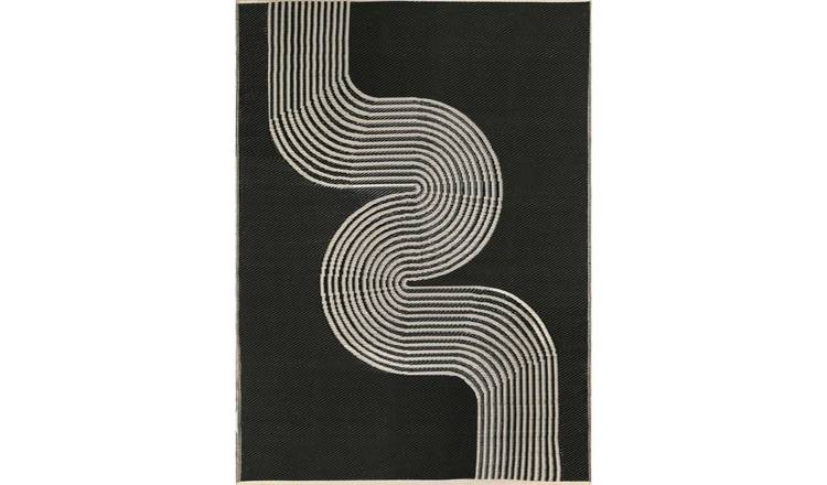 The Rugs Black Urban Reversible Wave Outdoor Rug - 90 x 150cm