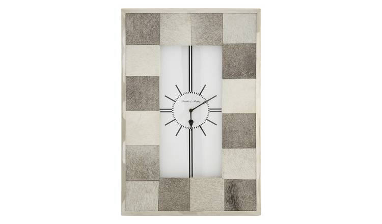 Orsina Kensington Townhouse Leather Patchwork Wall Clock - Grey
