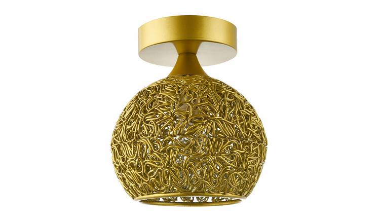 Happy Homewares Satin Gold with Twisting Metal Ceiling Light - 15cm