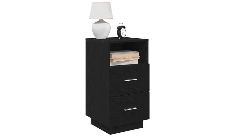 Walplus Pack of 2 2 Drawer Bedside Cabinet - Black - 36 x 36 x 68 cm