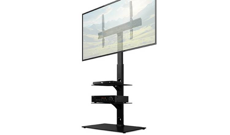 Futura Universal TV Floor Stand Dual Shelf 30-75 Inch - Black
