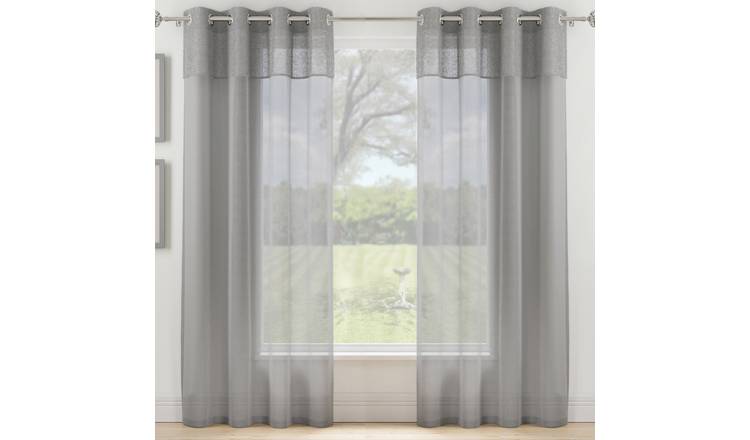 Tyrone Textiles Alora Eyelet Sheer Voile Panel Set - 140 x 229cm - Grey