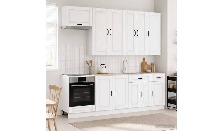 Walplus 8 Piece Engineered Wood Kitchen Unit Set - White