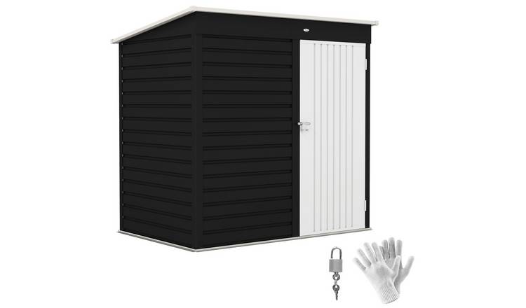 Outsunny Galvanised Steel Garden Shed with Lockable Door and Gloves - Dark Grey