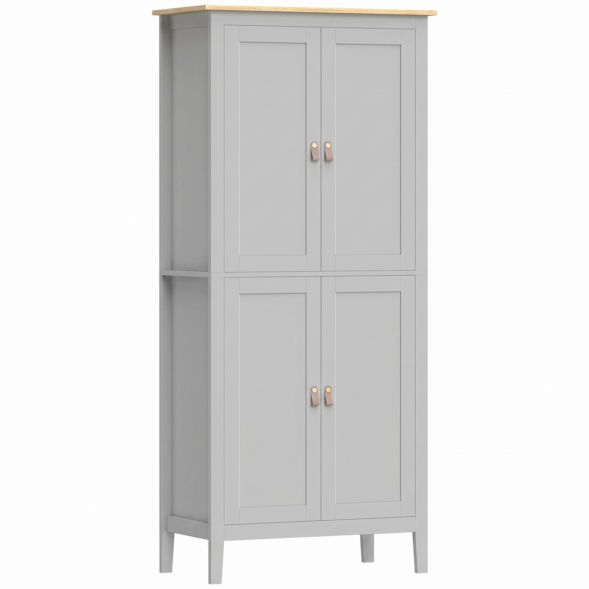 HOMCOM 177 cm Tall Kitchen Cupboard with Pantry Motion Sensor LED Light  - Grey - Image 2