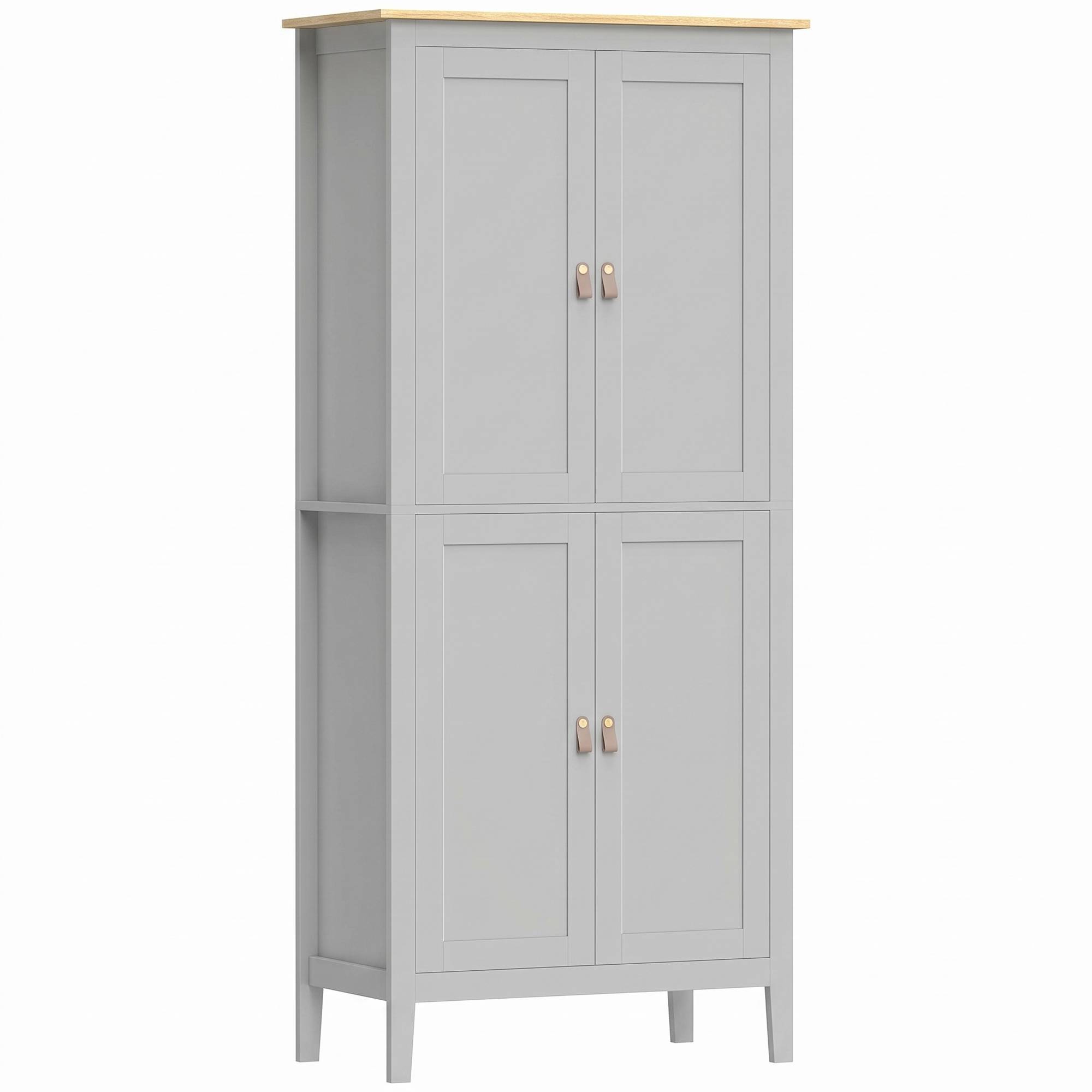 HOMCOM 177 cm Tall Kitchen Cupboard with Pantry Motion Sensor LED Light  - Grey - Image 2