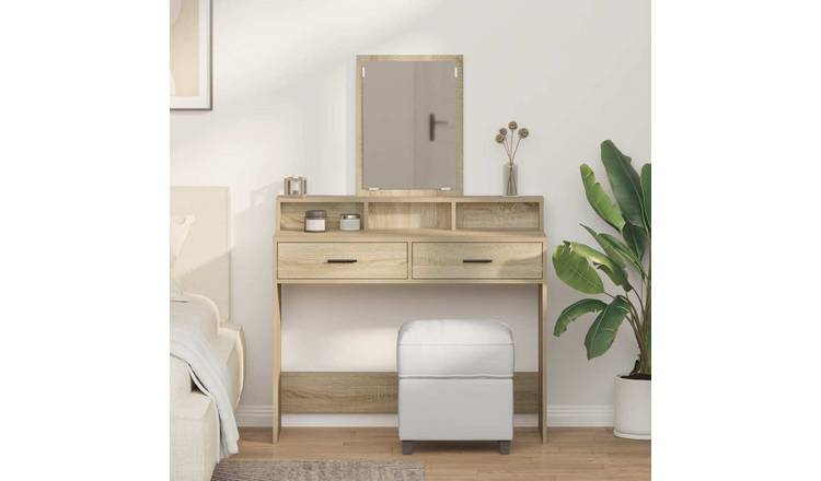 Walplus 2 Drawer Engineered Wood Dressing Table - Sonoma Oak - 100 x 41 x 140 cm