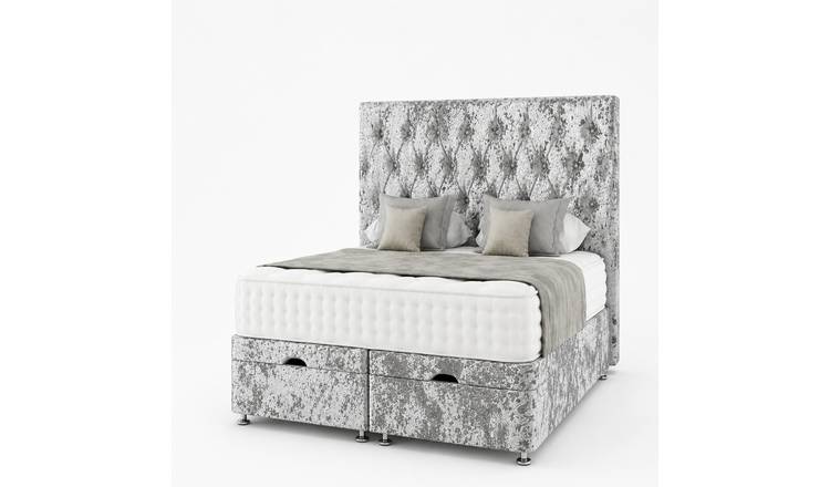 Comfy Deluxe Senna Crush Velvet 3ft Single End Lift Ottoman Bed Set - Silver