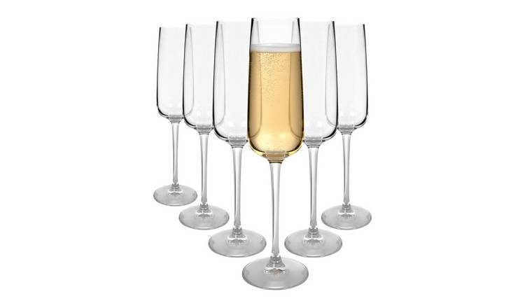 Argon Tableware Knightsbridge Crystal Champagne Flutes - 230ml - Pack of 6