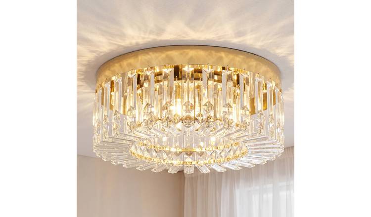 HOMCOM Crystal Chandeliers Ceiling Light with 225 Crystal Pendants - Gold Tone